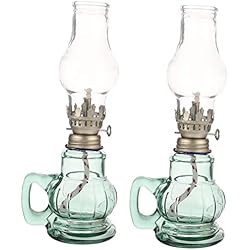 Lamparas Kerosene Antiguas DECHOUS 2 Piezas Lámpara De Kerosene Lámparas De Queroseno Antiguas Lámparas De Aceite Antiguas Lámpara De Huracanes De Cámara Lámpara De Linterna De Aceite Antiguo Vidrio Mecha