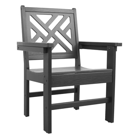 BIVODA Outdoor HDPE Dining Chair, All-Weather Patio Chair for Garden, Porch, Balcony (Black) Cover