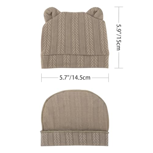 Image of BQUBO Newborn Baby Hats Bear Ears and Mittens Sets Preemie Caps Baby Boy Girl Infant Hospital Beanie for 0-3 Months