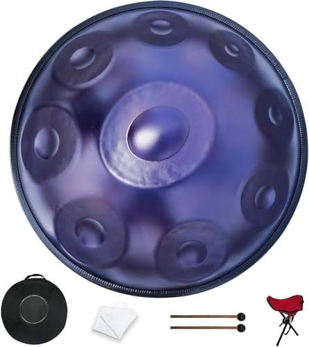 Handpan 22 Pouces Violet Ré Mineur 432hz tambour acier 10 notes étui