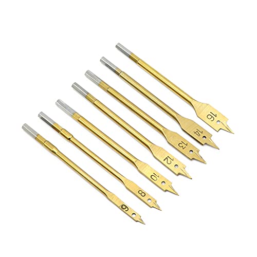13pcs Hex Shank Titanium Coating Flat Spade Woodworking Wood Drill Bits Hole