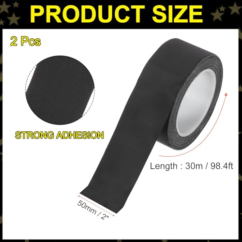 Image of MECCANIXITY Insulating Acetate Cloth Adhesive Tape, 2in x 98ft Black Electrical Heat Resistant Fabric Tape for Laptop Electric Automotive Guitar Repair Wire Harness, 2Pcs