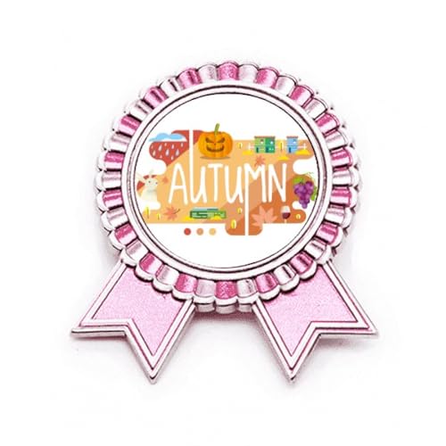 Broche automne rose motif saisonnier accessoire de mode en métal taille M