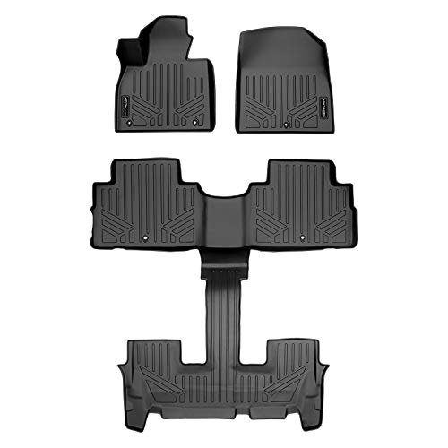 SMARTLINER SA0472/B0495 Custom Fit Floor Mat Black 2 Row Liner Set Compatible With 2020-2022 Hyundai Palisade (with 2nd Row Bucket Seats)