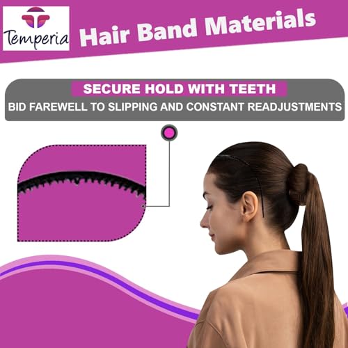 Image of TEMPERIA (3 pcs) Hair Band For Girls Women & Kids - Stylish & Fancy Hairband Headband Cute Accessories - Black