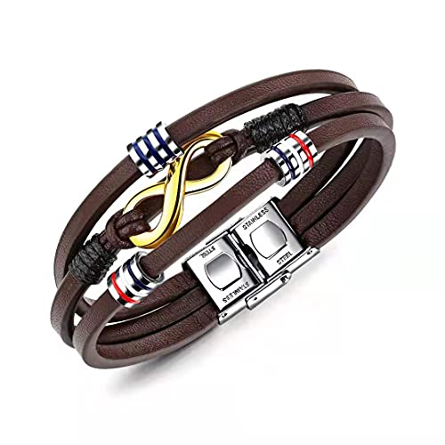LY-X Men Bracelet Fashion Jewelry Men Bracelet Men Brown No. 8 Infinite Knitted Men Bracelet Fashion Christmas Gift (Brown)