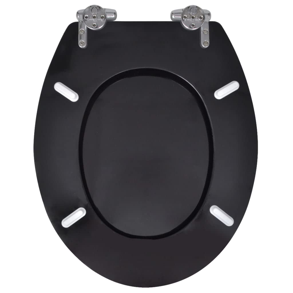 Generisch Toilettensitz MDF Deckel mit Absenkautomatik Design Schwarz,Heimwerkerbedarf,Sanitärbedarf,Zubehör für sanitäre Anlagen,Bidetzubehör,Toilettensitze-140799