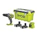 Produktbild RYOBI - Bohrschrauber, 18 V, One+  Drehmoment 50 Nm, Vit 500  1800 U/min, Bohrfutter 13 mm, 2 Akkus Li+ 2,0 Ah, Ladegerät 1,5 A, Toolbox, Koffer 17 Schrauben  R18PD3-220T