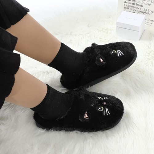 Menore Fuzzy Cat Slippers for Womens Soft Warm House Animal Slides Indoor Marshmallow Lightweight Slip-on Winter Slippers2