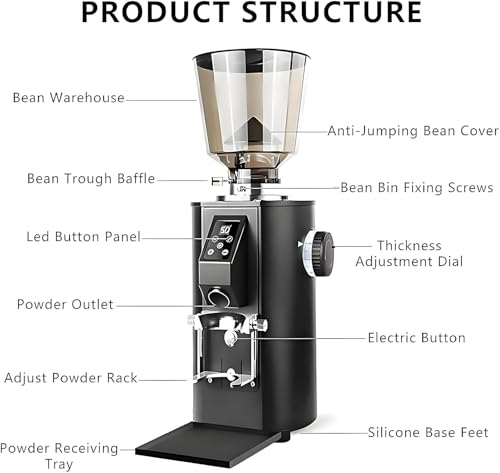 Macinacaffè Elettrico Professionale A Macine Piatte, Ideale per French Press, caffè Filtro Ed Espresso, per Un caffè Macinato alla Perfezione.