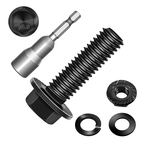 Image of (10Sets) M8 Bolt x 25mm Flanged Hex Head Bolts, External Flange Hex Drive M8 Screws, Class 10.9 Black Zinc Plated Alloy Steel Metric M8x1.25 Bolts Kit