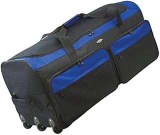 Travelers Club Space Saver 36-Inch Tri-fold 3-Wheel Rolling Locker, Black/Blue