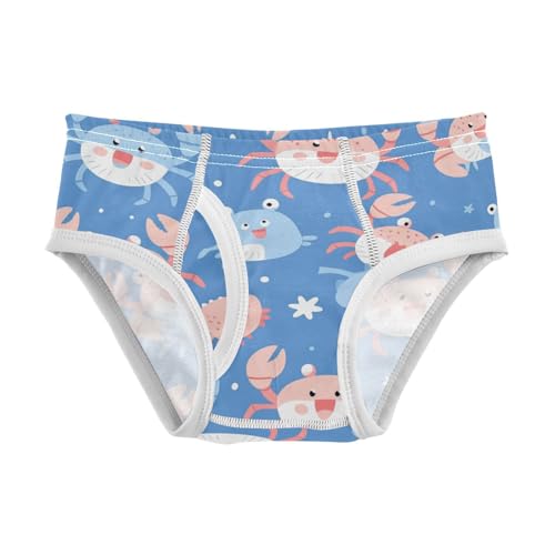KLL Crab Navy Blue Cute Toddler Boy Comfort Briefs Underwear Breathable Children Undies