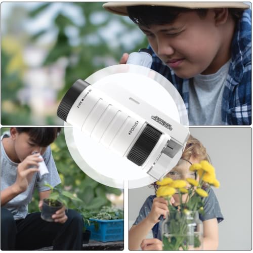Microscopio de juguete STEM portátil y ajustable con luz para educación infantil 4