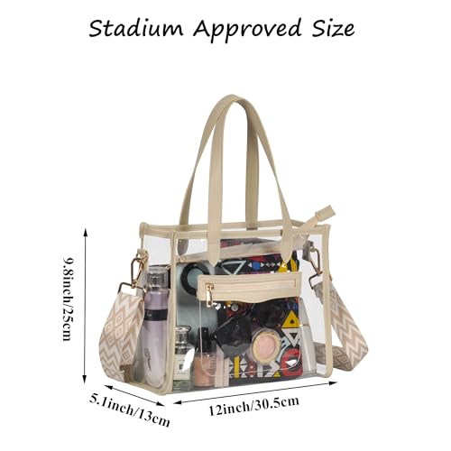 Clear Tote Bag for Women Thick PVC Clear Bag Transparent Stadium Bag with Guitar Strap3