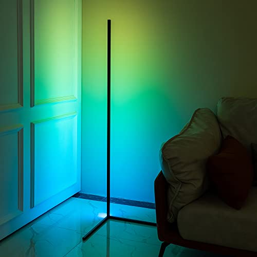 Yinleader Lampadaire Lampe moderne à éclairage doux pour le salon (prise européenne) (Splicing corner- RGB remote) Cover