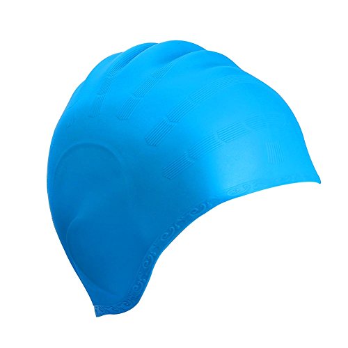 KATTEONG Swimming Cap Silicone Non-Toxic Tasteless Long Hair Swim Cap with 3D Ergonomic Design Ear Pockets and Great High Elasticity for Teenagers Women and Adults Keeps Hair Clean Ear Dry