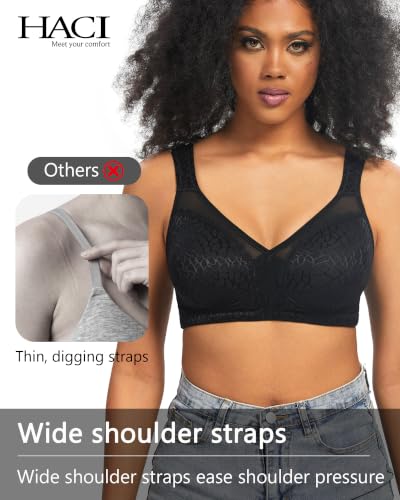 Image of HACI Women Minimizer Bra Full Coverage Everyday Wirefree Unpadded Plus Size