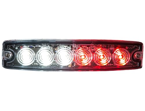 Image of Buyers Products 8892207 5 inch Clear /Red LED Strobe Light, 6 LEDs, 23 Flash Patterns, Aluminum Housing, Warning Lights for Utility Vehicles