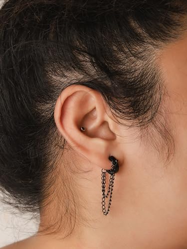 Sacina Huggie Hoop Earrings, Gothic Emo Punk Grunge Earrings, Goth Jewelry, Christmas Jewelry Gifts for Women2