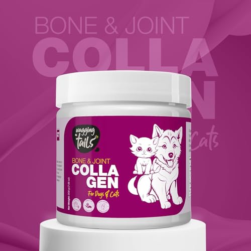 Image of Wagging Tails Bone & Joint Collagen for Dogs & Cats | Hip & Joint Supplement for Mobility | Hydrolyzed Collagen, Glucosamine & MSM | All Breeds | Unflavoured Powder 200g | Pack of 2