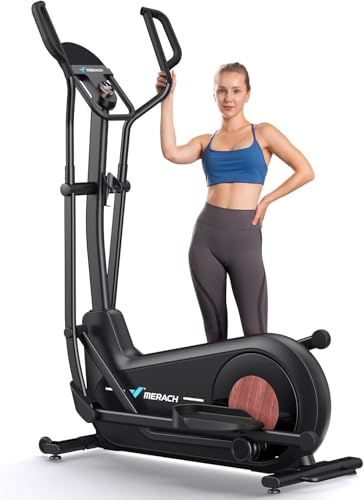 MERACH Umweltfreundlich Crosstrainer für Zuhause mit 47 cm Schrittlänge, Ultraleise Selbstgenerierender Ellipsentrainer mit Magnetwiderstand, 16 Stufen, Kompatibel mit Eigener App, bis 180kg Belastbar