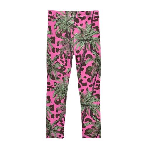 Pink Leopard Coconut Tree Girls Leggings Soft Stretch Workout Yoga Dance Pants for Kids Casual Tights2
