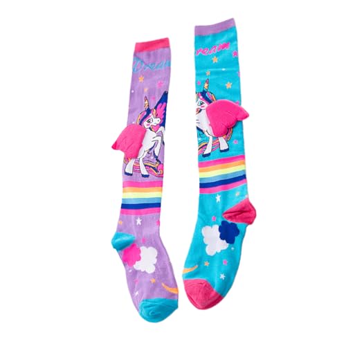 Little Kids Girls Crazy Socks Cute Cartoon 3D Wings Knee High Socks Child Long Funny Animal Socks 7-12 Year2