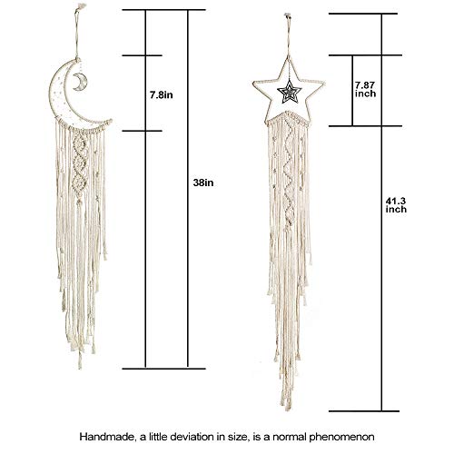 Styleonme Star Moon Macrame Wall Pediments, Handmade Dream Catcher, Boho Decor, Teen Girls Room Decor, Textile Wall Decor, Gifts For Mom, Gifts For Women, Gifts For Girls #TOP5