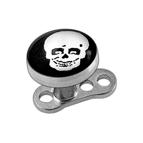 AtoZ Piercing Skull Picture Surgical Steel Top with Titanium Base Micro Dermal Anchor Jewelry