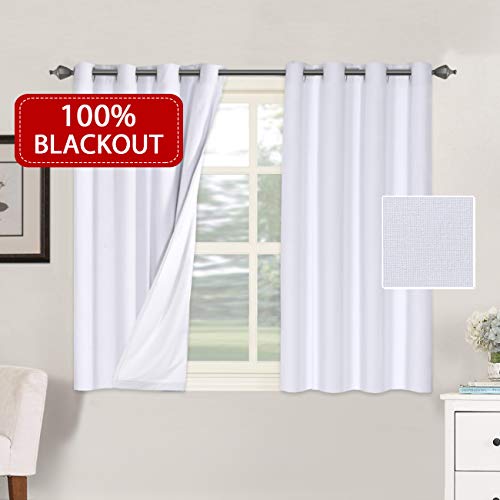 H.VERSAILTEX 100% Blackout Waterproof Faux Linen Room Darkening Curtains for Bedroom Energy Efficient