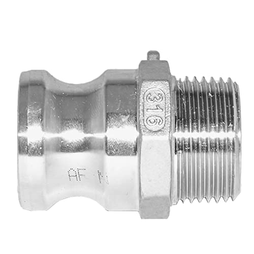 AF Hydro Stainless Steel 316 Cam and Groove Hose Fitting, Type F Male Adapter Coupler x 3/4” NPT Male Thread, Pressure Rating up to 250 PSI, Easy Connect and Disconnect Low Pressure Camlock