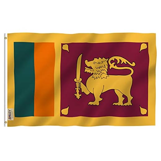 ANLEY Fly Breeze 3x5-fötter Sri Lanka Flagga - Levande färg och UV-blekbeständig - Canvashuvud och dubbla sömmar - Republiken Sri Lanka Flaggor Polyester med mässingstätningar 3 X 5 Ft