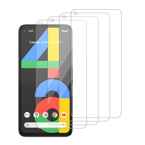 iCsapr 4 Pack Glass Screen Protector Compatible for Google Pixel 4a 4G [Not Fit for Pixel 4a 5G] [9H Hardness]-HD Screen Tempered Glass Scratch Resistant Easy Install