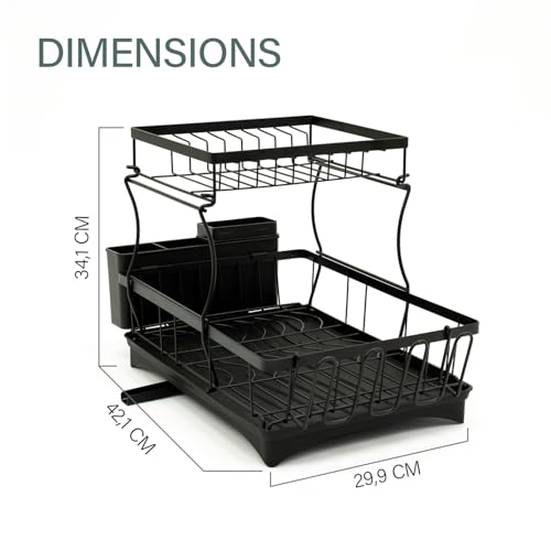 Edihome, Scolapiatti Da Appoggio, Da Lavandino, Da Lavello, Gocciolatoio, Scola Piatti, Acciaio Inox, Drying Rack, Ugello Antigoccia E Di Drenaggio (2 Livello) - 2