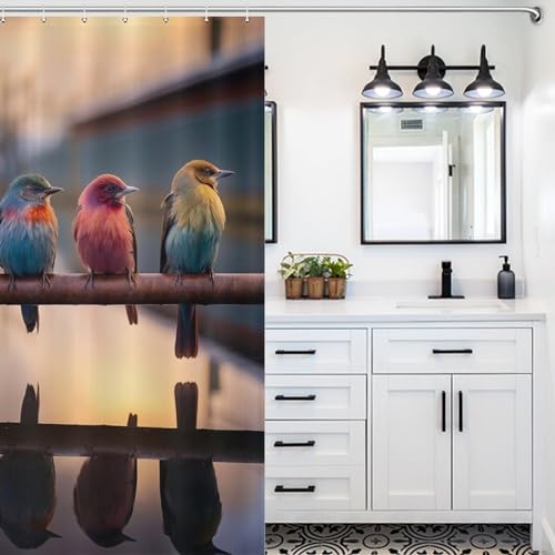 Rideau de douche oiseau séchage rapide et lavable en machine - 5