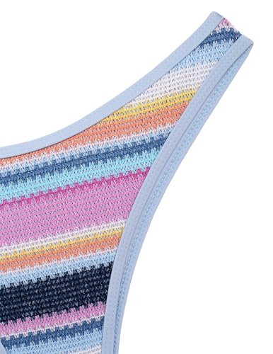 Image of seamoly Women's Bikini Sets Halter Neck Crochet Colorblock Two Piece Swimsuits Open Back Sexy High Cut Thong Bathing Suit