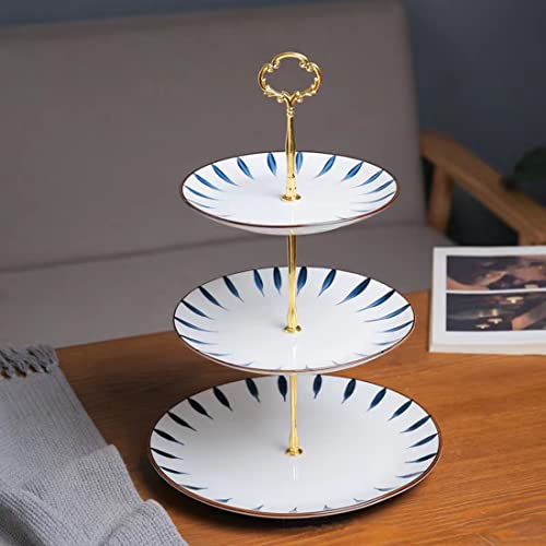 Dreistöckiger Keramik-Dessert-Tortenständer für Hochzeit, Party, Nachmittagstee, Gebäck-Serviertablett (Keramik) Cover