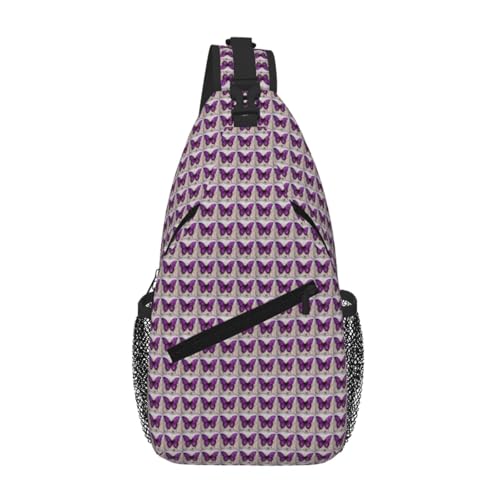 Mochila cruzada de mariposa morada para senderismo ligero