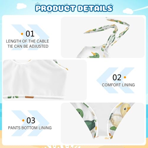 Duck Flowers Wildlife Animal Girls Tankini Swimsuit Kids Bikini Sets 2 Pcs Bathing Suit 3T4