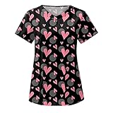 Wickelpullover Damen Kurzärmlige Damen-Tops mit V-Ausschnitt, Weihnachts-Erntedank-Bluse Shirt 3/4 Arm Damen