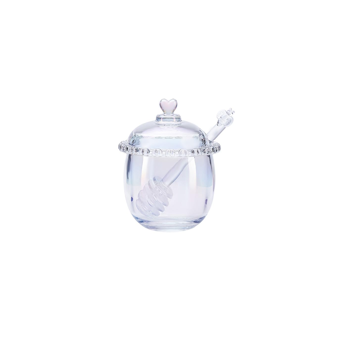 KARACA Rory Glass Honey Pot - 9 cm Glass Honey Pot For Stylish Serving and Storage of Honey - Timeless Elegant Design and First Class Quality for Your Kitchen