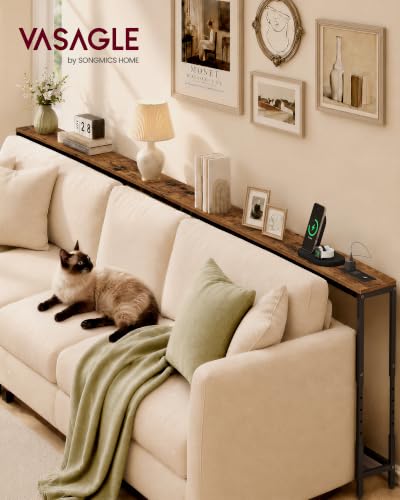 Image of VASAGLE 106.3 inchConsole Table, 25.2-35.2 inchHeight Adjustable, with Power Outlet