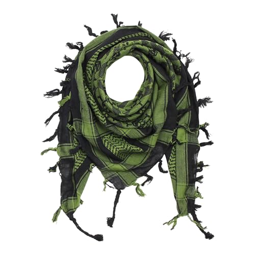 Freak Scene Kufiya - Skulls chequered black - green-olive green - 40x40 inch ...