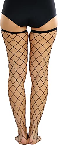 Image of ToBeInStyle Women's Vibrant Large Net Fishnet Thigh High Elastic Nylon Novelty Stockings