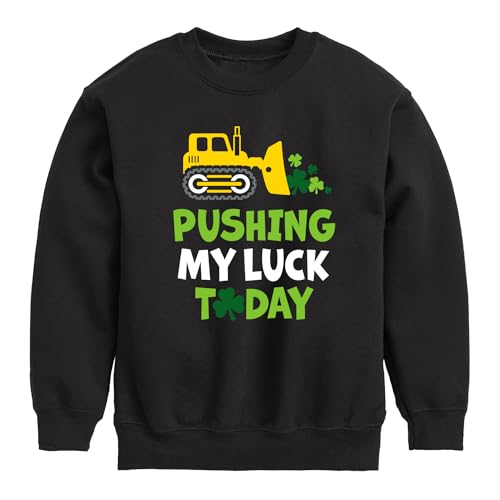 Instant Message - St. Patrick's Day - Pushing My Luck Today - Toddler and Youth Crewneck Fleece Sweatshirt