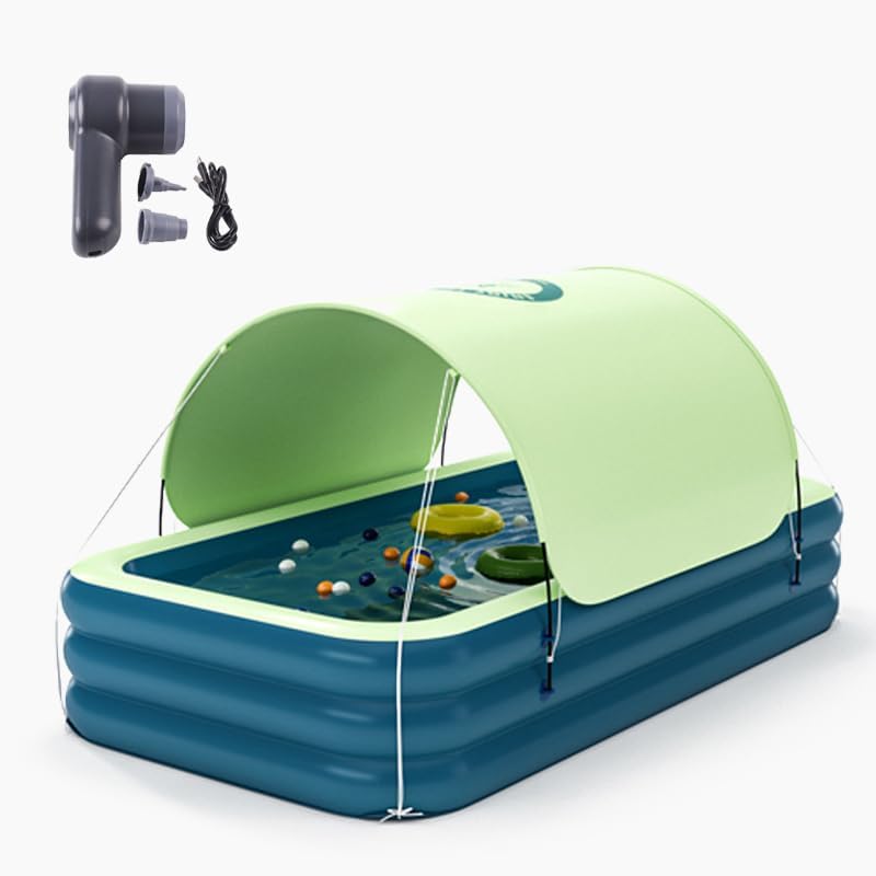Simcat Piscina inflable Piscinas para niños, 120 x 70 x 23 pulgadas, adecuada para entretenimiento familiar grande, con bombas de aire eléctricas,