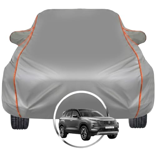 Image of Pivalo Car Cover for Tata Safari New - Fits All Model & Year | 100% Waterproof All-Weather UV & Paint Protection | Premium 3-Layer Fabric | Triple Stitched with Reflective Piping (Grey)