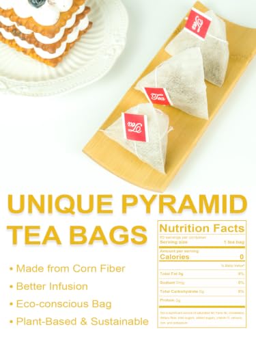 Image of TeeLux Mullein Leaf Tea Bags, 3g /Bag, Smooth Taste, Caffeine Free, 60 ct | Natural Mullein Leaves, Single Ingredient, Gluten Free & Sugar Free, Corn Fiber Pyramid Tea Bags