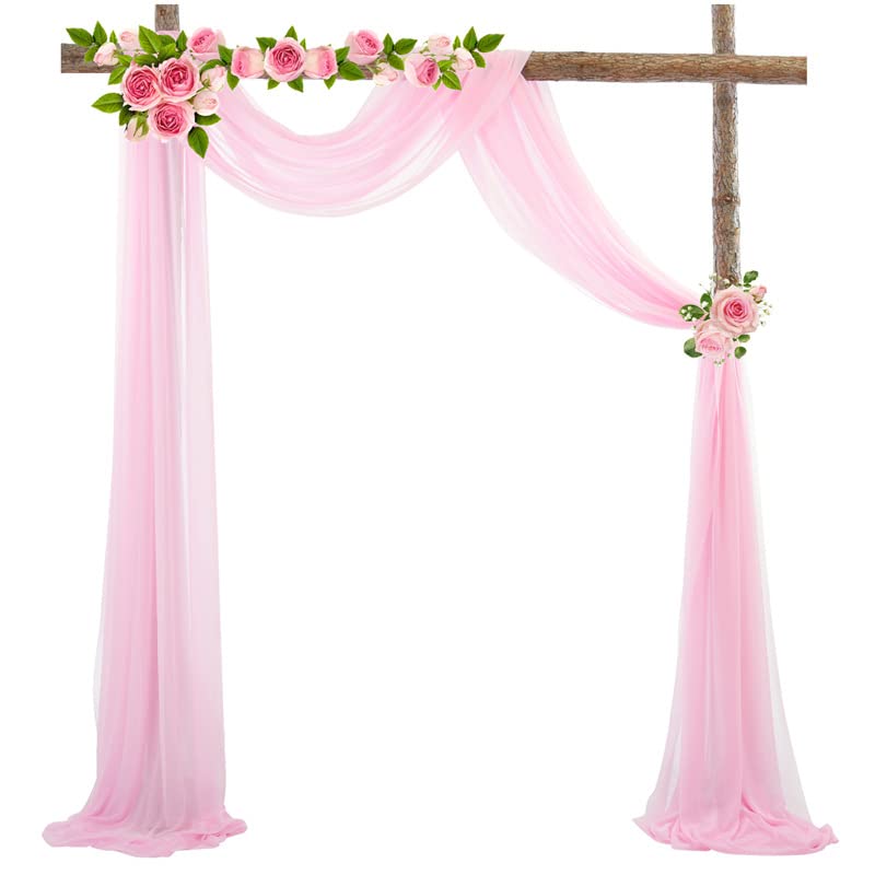 LANSKYLAN Cortina Cruzada para Decoración de Bodas Decorativa Boda Arco Cortina Gasa Bufunda Cortina de Tela de Gasa para Boda Cortinas de Arco Boda Tela para Decoración Boda, Fiesta (Rosa, 70*550cm)